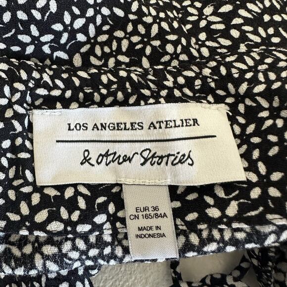 Other Stories Top Women Small EU 36 Coquette Black Ditzy Floral Milkmaid Cottage - Picture 12 of 16